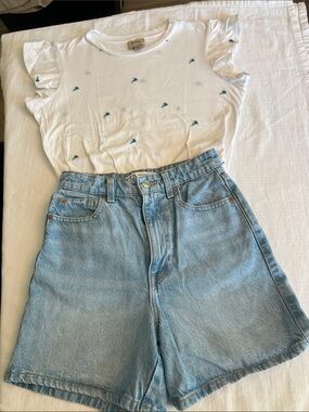 🔥🔥Zara Light Blue Denim High-Waist Shorts Beautiful denim shorts.
